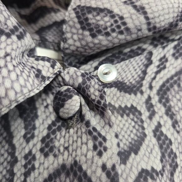 VTG Y2K Snakeskin Print Button Down Black White Sheer Top LARGE - Picture 4 of 12
